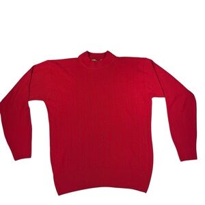 Vintage Red Cable Knit Sweater | 90s Mock Neck Classic | Size L